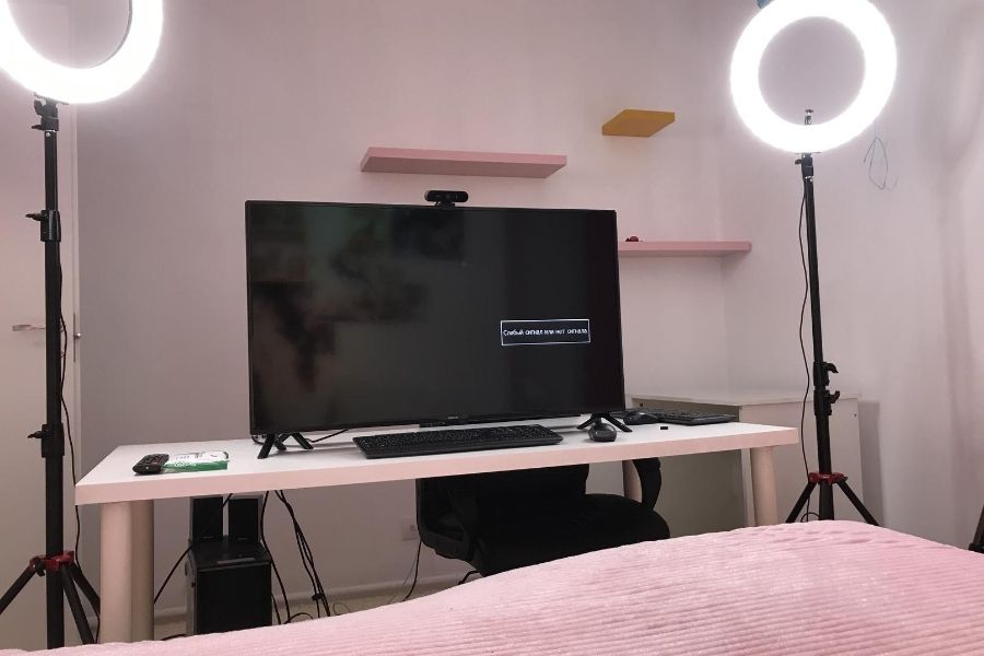 living room webcam setup